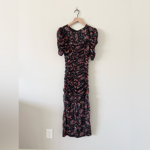 Free People Briella Midi Dress in Twilight Combo Black Multi Size XS - Picture 3 of 10
